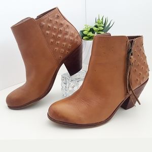 🔖Sam Edelman🍂Country Western Bootie|Stud Brown Leather| Block Heels